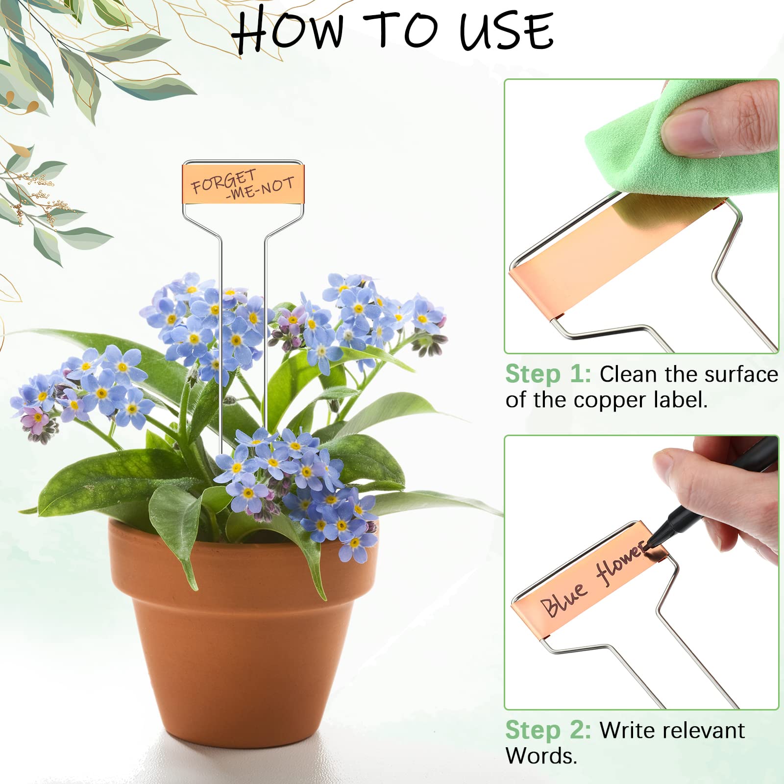 Moxweyeni plant markers suitable for labels in pots and garden beds.