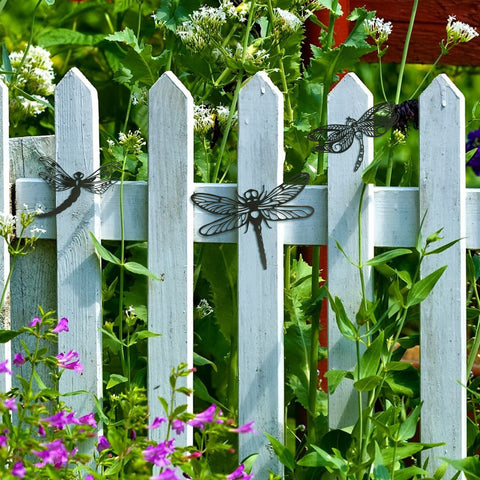 Moxweyeni metal dragonfly garden wall art collection 1 brightens porch areas with durable outdoor charm.