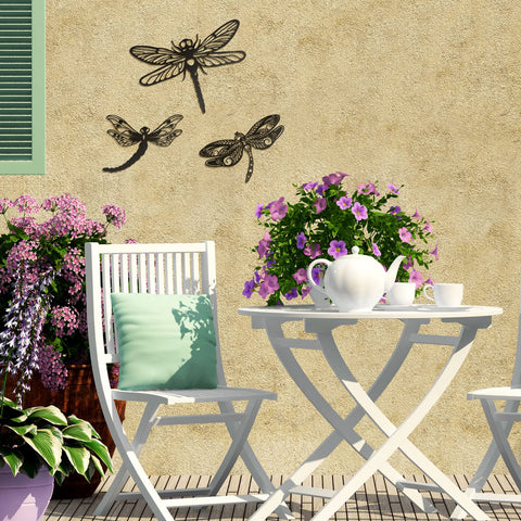 Moxweyeni metal dragonfly garden wall decor collection 3 complements entryways with easy mounting.