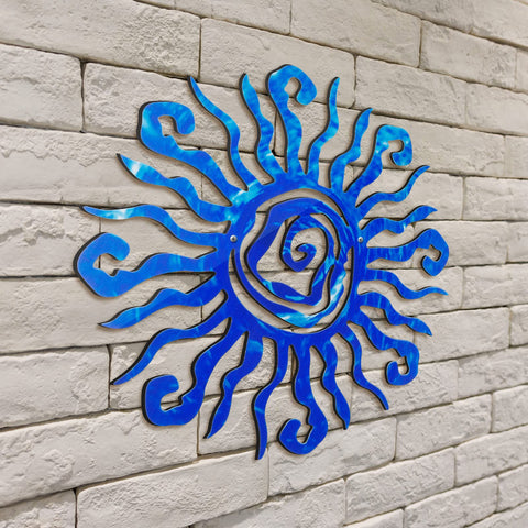 Moxweyeni sun wall art 12-inch blue sun brightens outdoor spaces