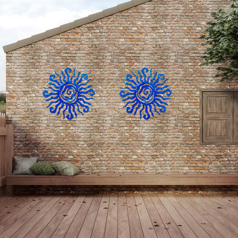 Outdoor-ready laser-cut metal sun sculpture from Moxweyeni withstands weather