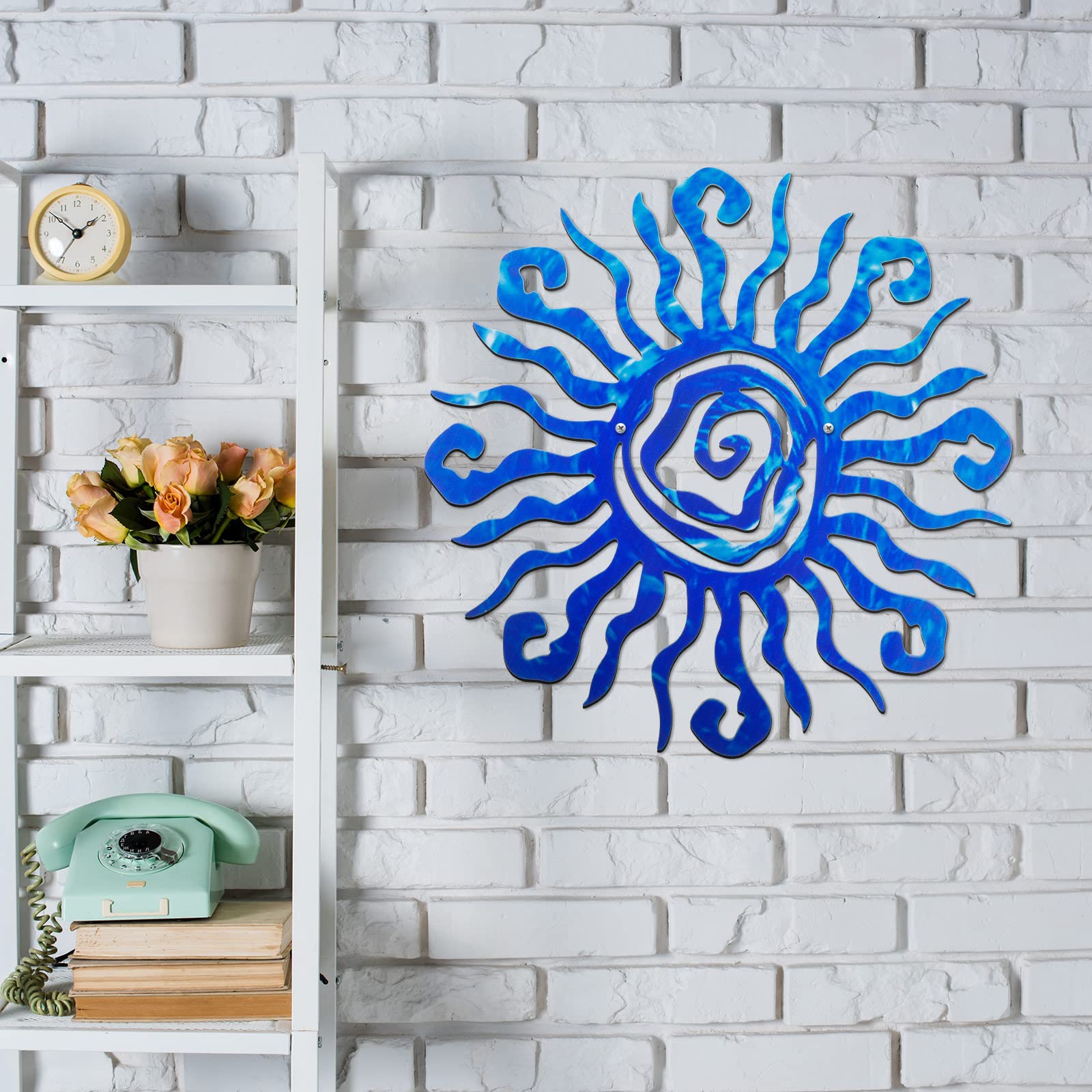 Moxweyeni sun art wall decor with pre-drilled hanging holes for easy mounting