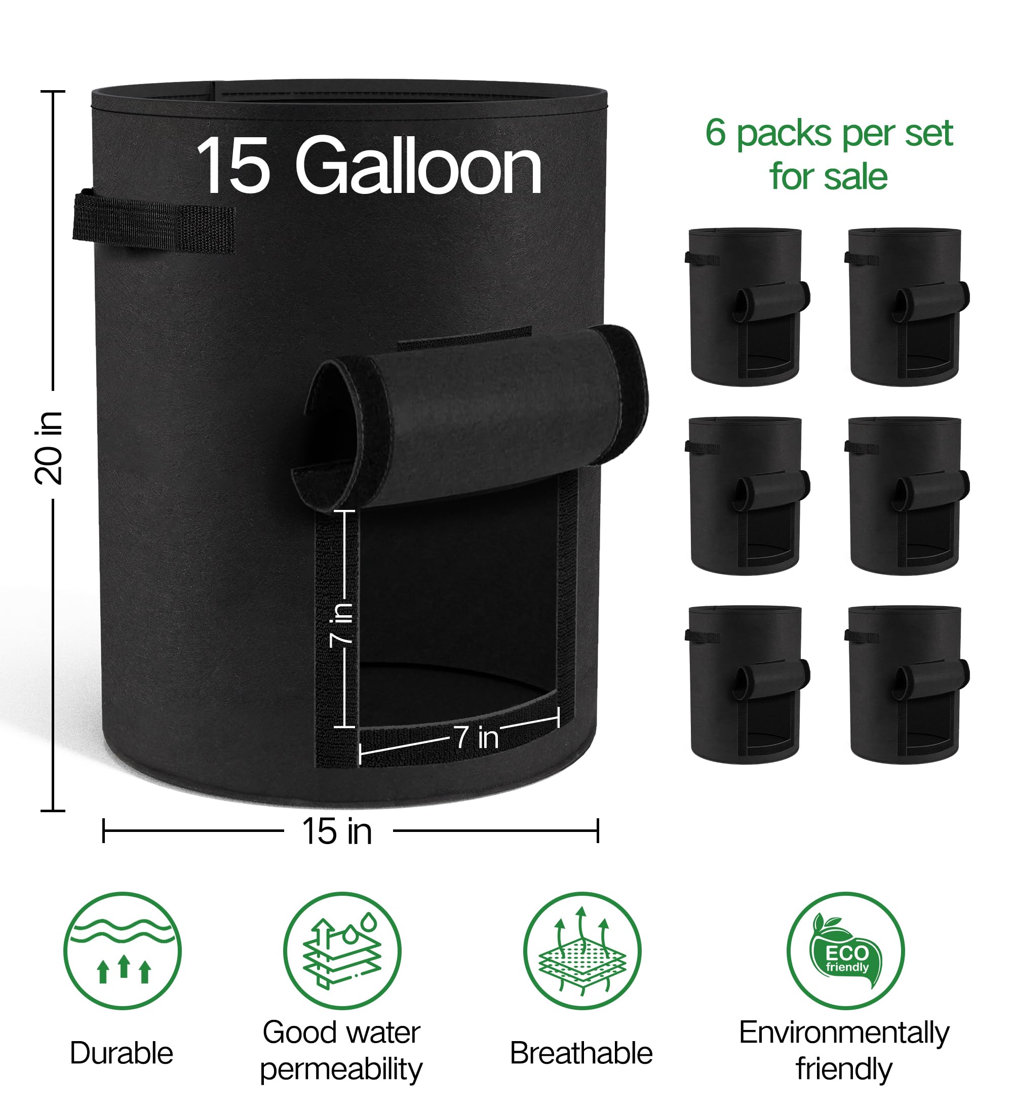 Moyios grow bags side handle detail highlights reinforced carry handles for portability.