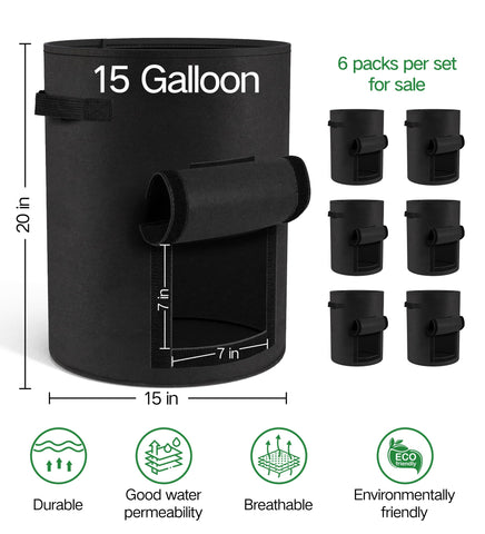 Moyios grow bags side handle detail highlights reinforced carry handles for portability.
