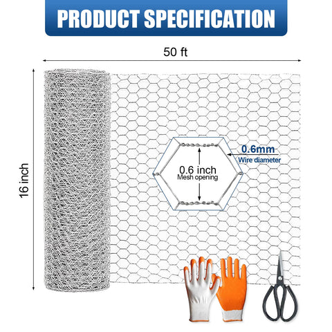 Moyios galvanized hex mesh 600 inches long for durable garden barriers.