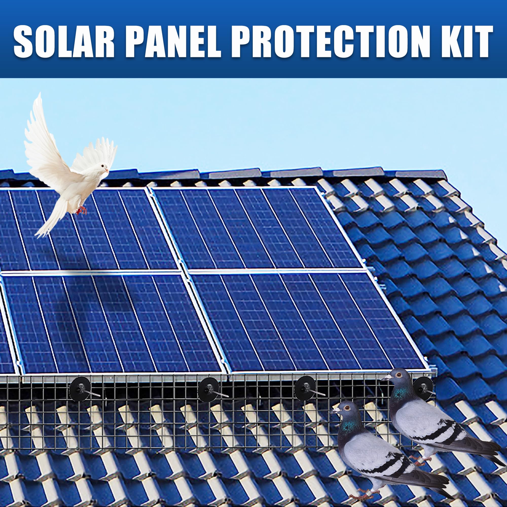 Moyios mesh maintains clean rooflines with integrated black PVC coating.