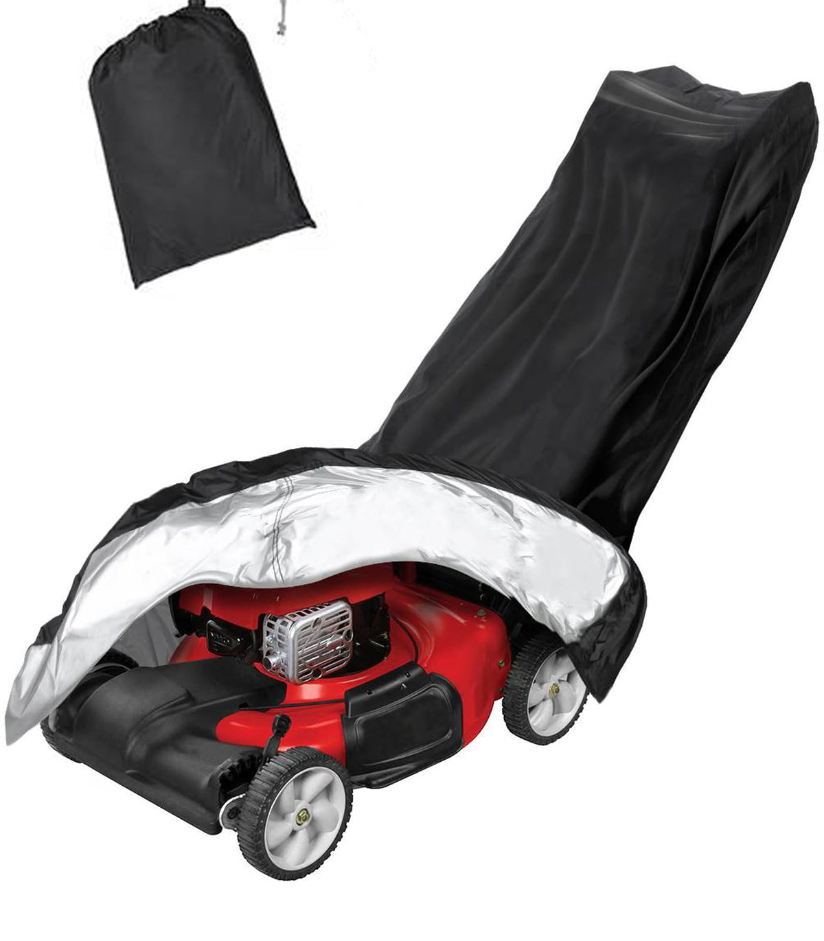 Moyubath lawnmower cover universal fit protects most walk-behind mowers from sun and rain.
