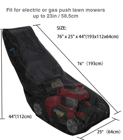 Moyubath lawnmower cover with UV coating shields equipment from sun exposure.
