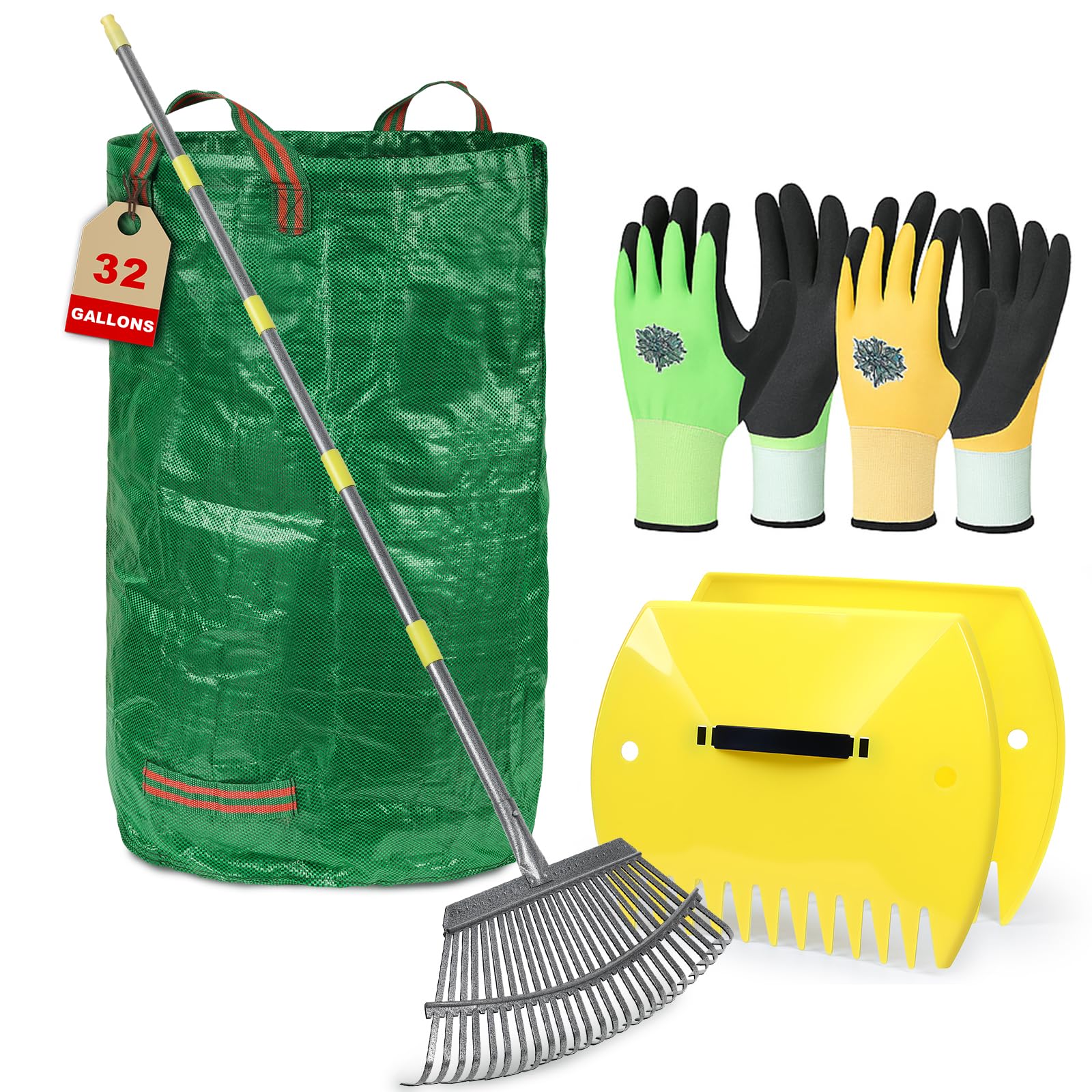 MOZZPAD adjustable rake 36-73 inch reach for easier leaf gathering.