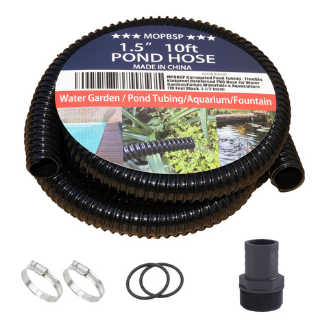 MPOBSP corrugated pond tubing 1-1/2in 10ft close-up showing flexible design for tight bends
