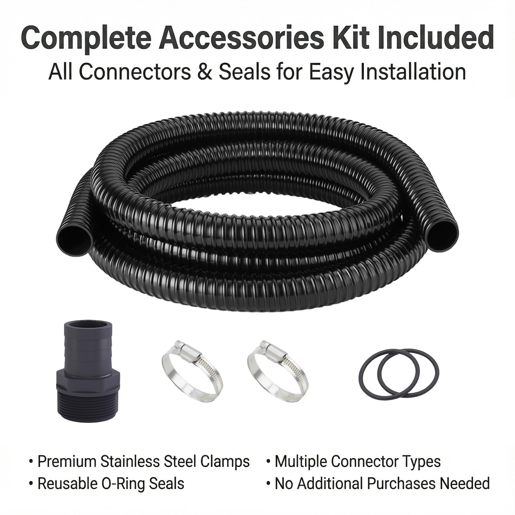 MPOBSP corrugated tubing reinforced helix visible for durable pond filtration