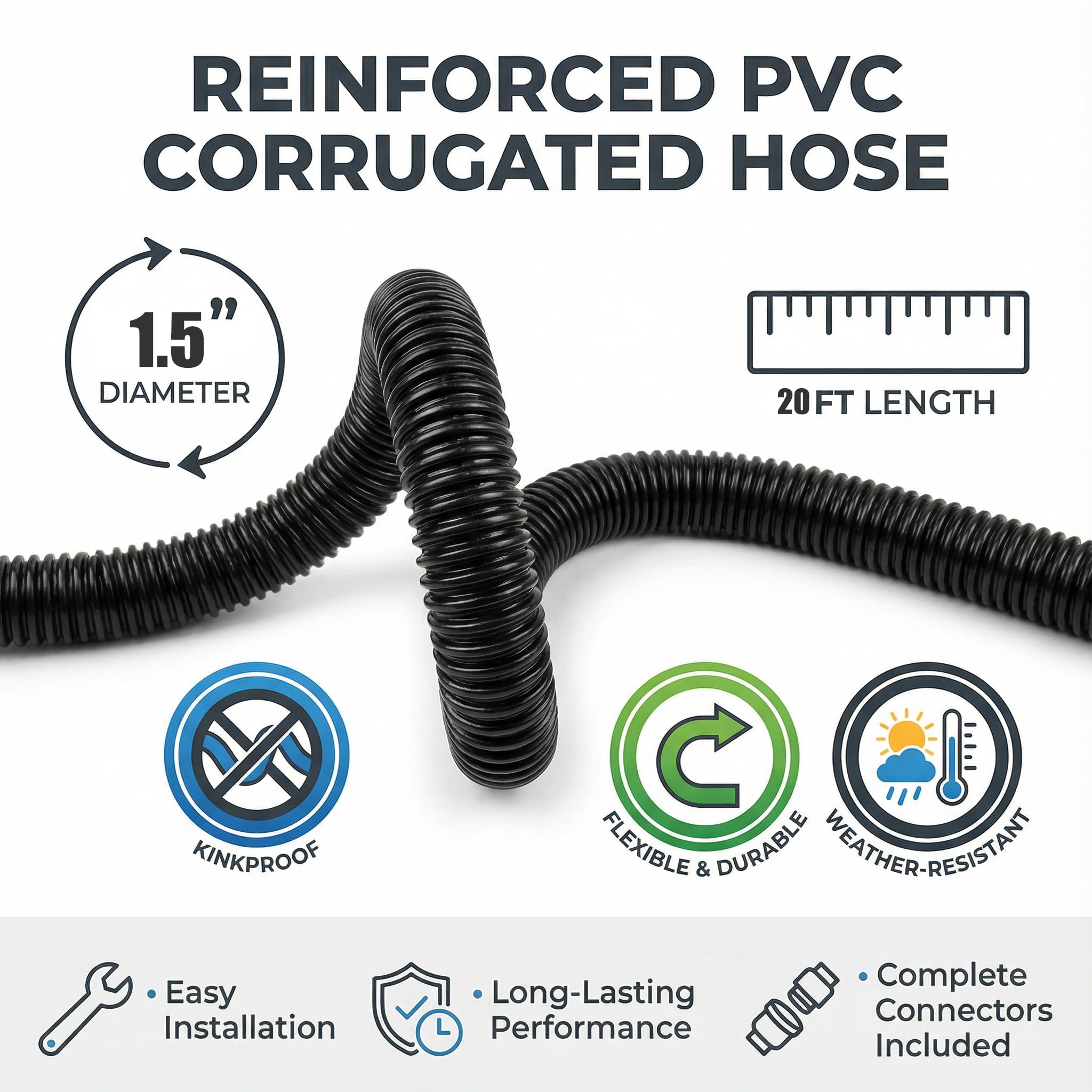 MPOBSP kinkproof pond tubing showing reinforced helix for reliable flow around curves.