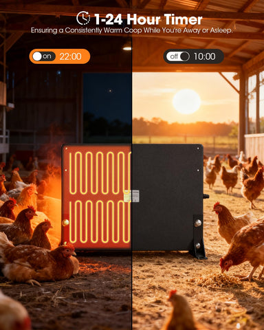 MQAAUP UL-certified heater keeps coop safe in cold.