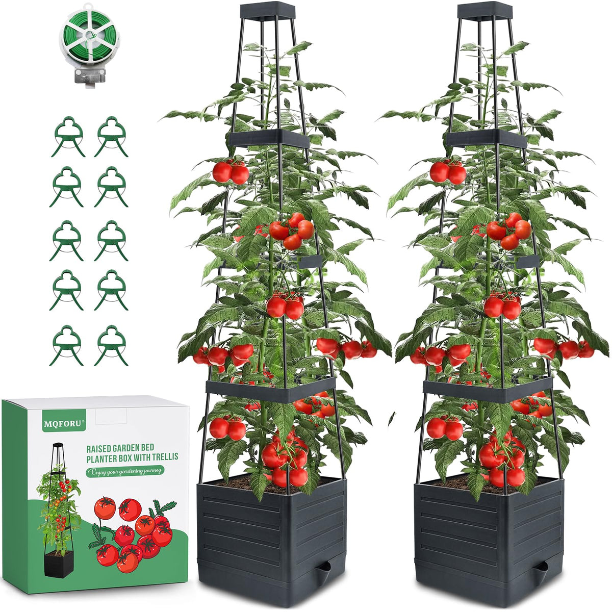MQFORU 2P raised garden bed with trellis for easy vertical gardening.