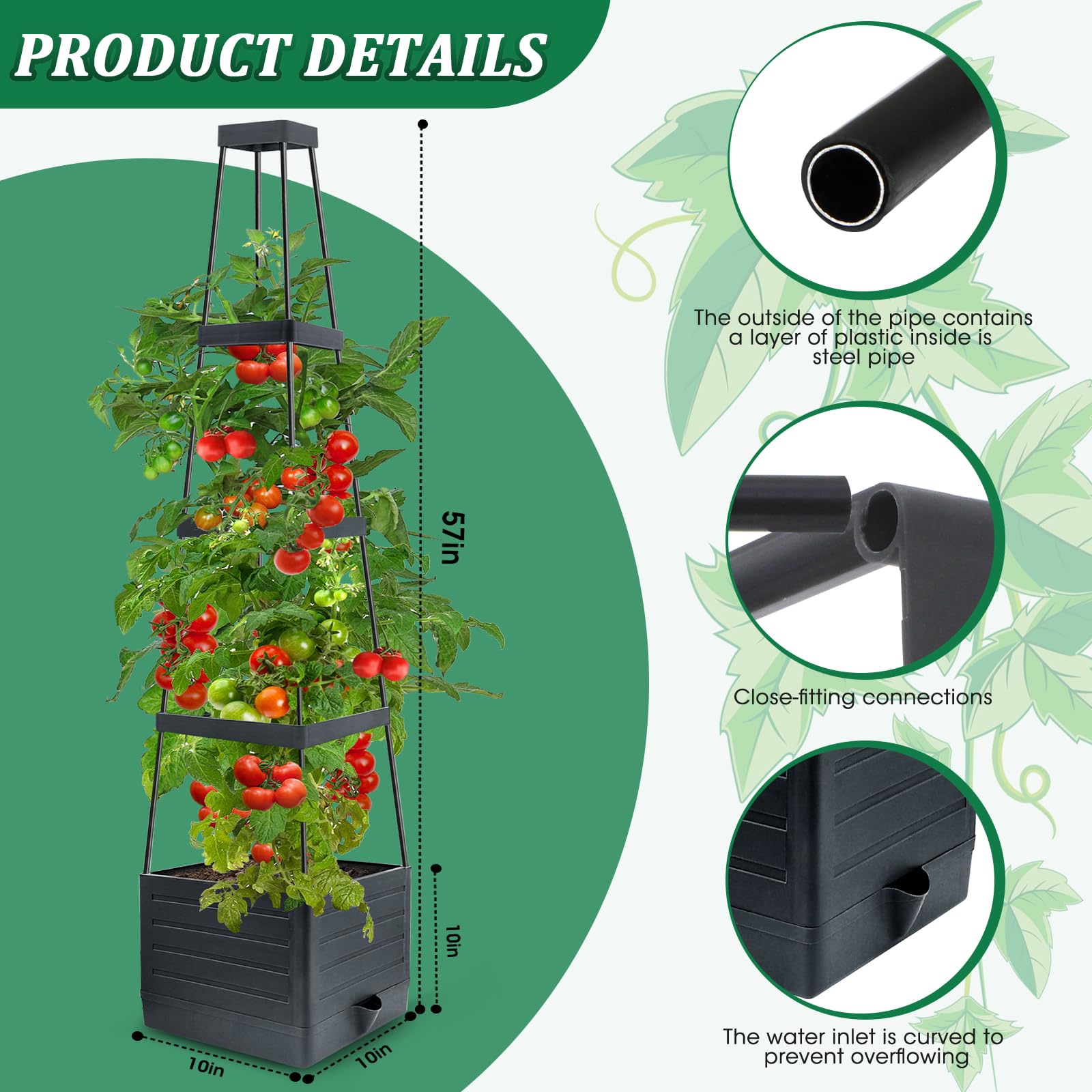 MQFORU adjustable height trellis supports plants at various growth stages