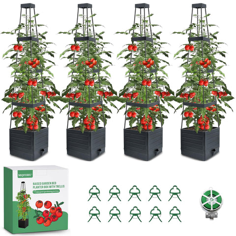 MQFORU tomato planter with trellis outdoors supports climbing plants and vertical growth