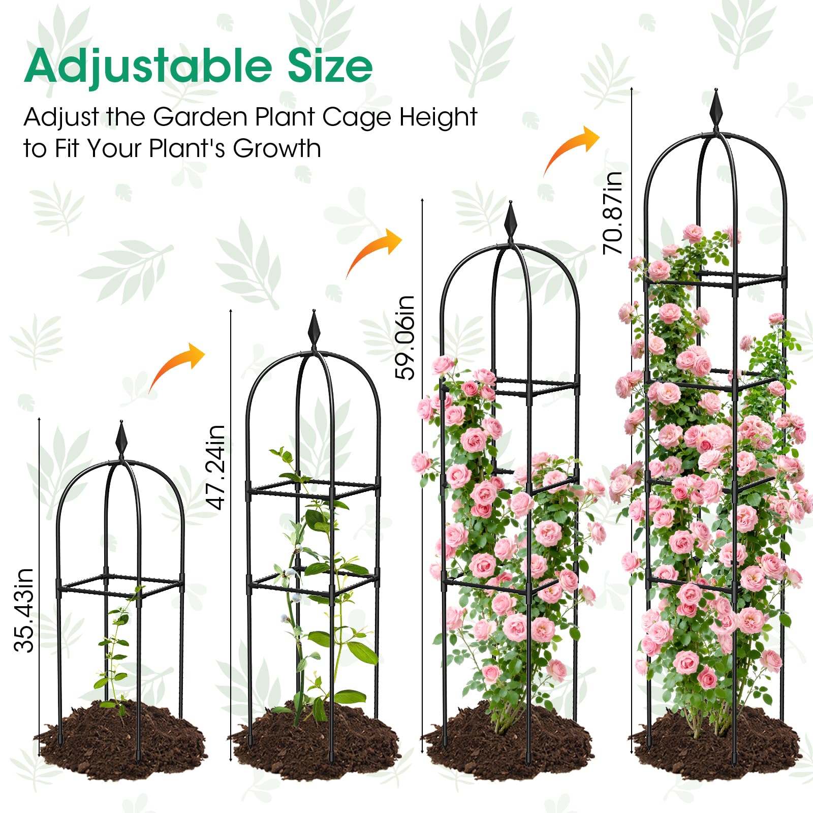 Rustproof PVC-coated iron frame ensures durability for long-term use.
