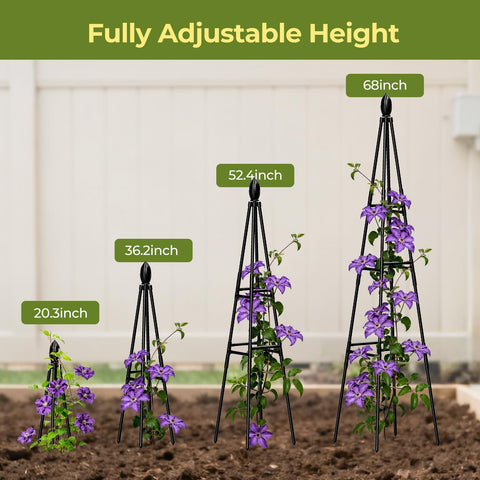MQHUAYU adjustable-height trellis accommodates plant growth stages.