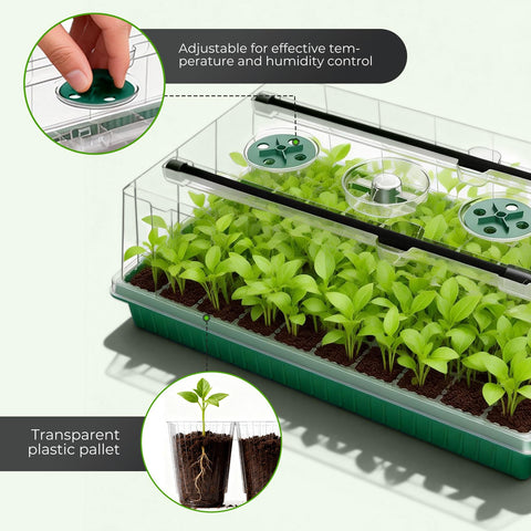 MQHUAYU adjustable humidity dome helps maintain seedling humidity.
