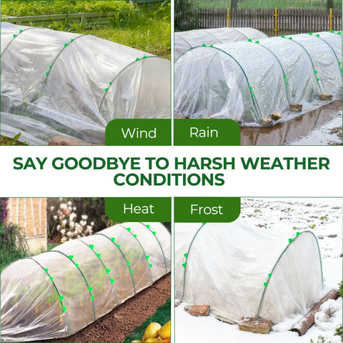 MQHUAYU all-season protection kit accepts netting, shade cloth, and frost covers.