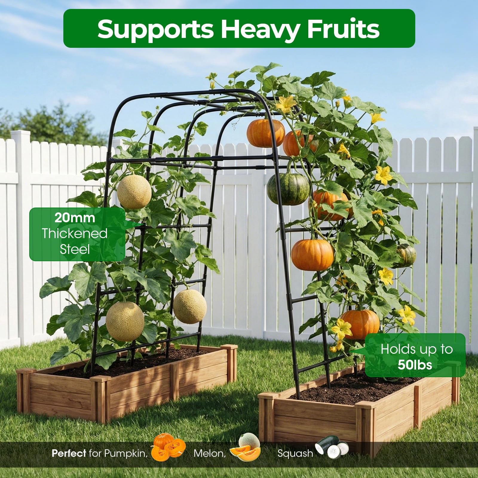 MQHUAYU 39.4 inch wide arch fits standard raised beds