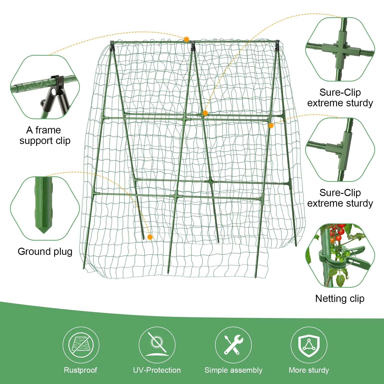 MQHUAYU climbing plants anti-slip frame keeps nets steady for stable growth.