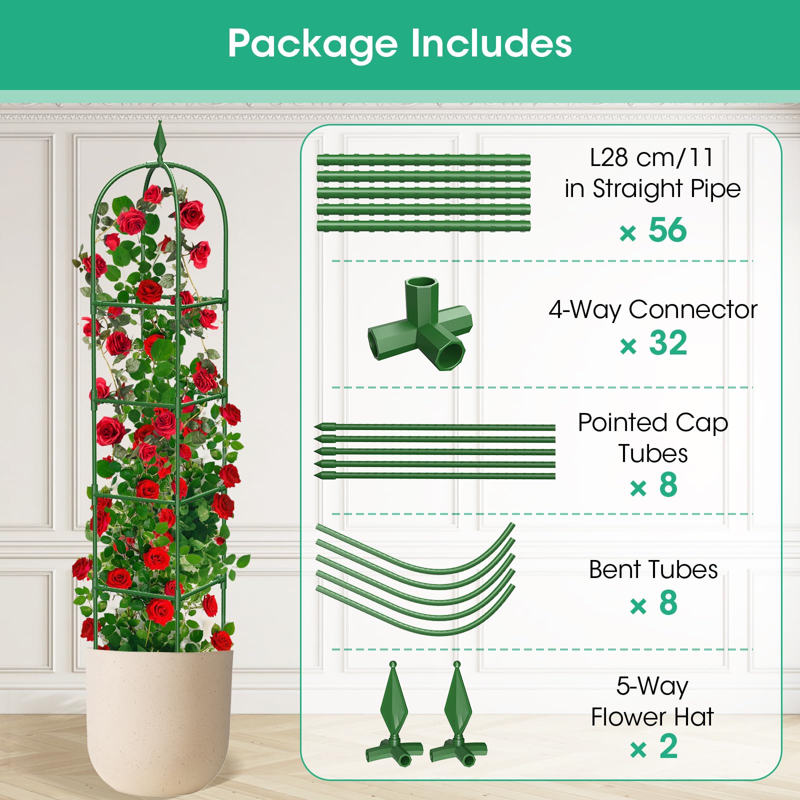 MQHUAYU versatile plant support for roses, vines, tomatoes, and cucumbers.