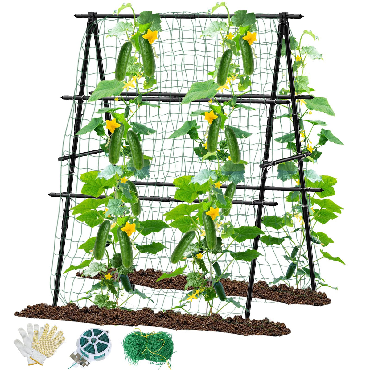 MQHUAYU cucumber trellis 31x47 a-frame supports climbing vines for better air flow.
