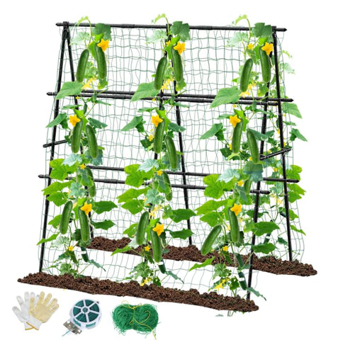 MQHUAYU cucumber trellis 47in A-frame supports climbing cucumbers for easier harvest