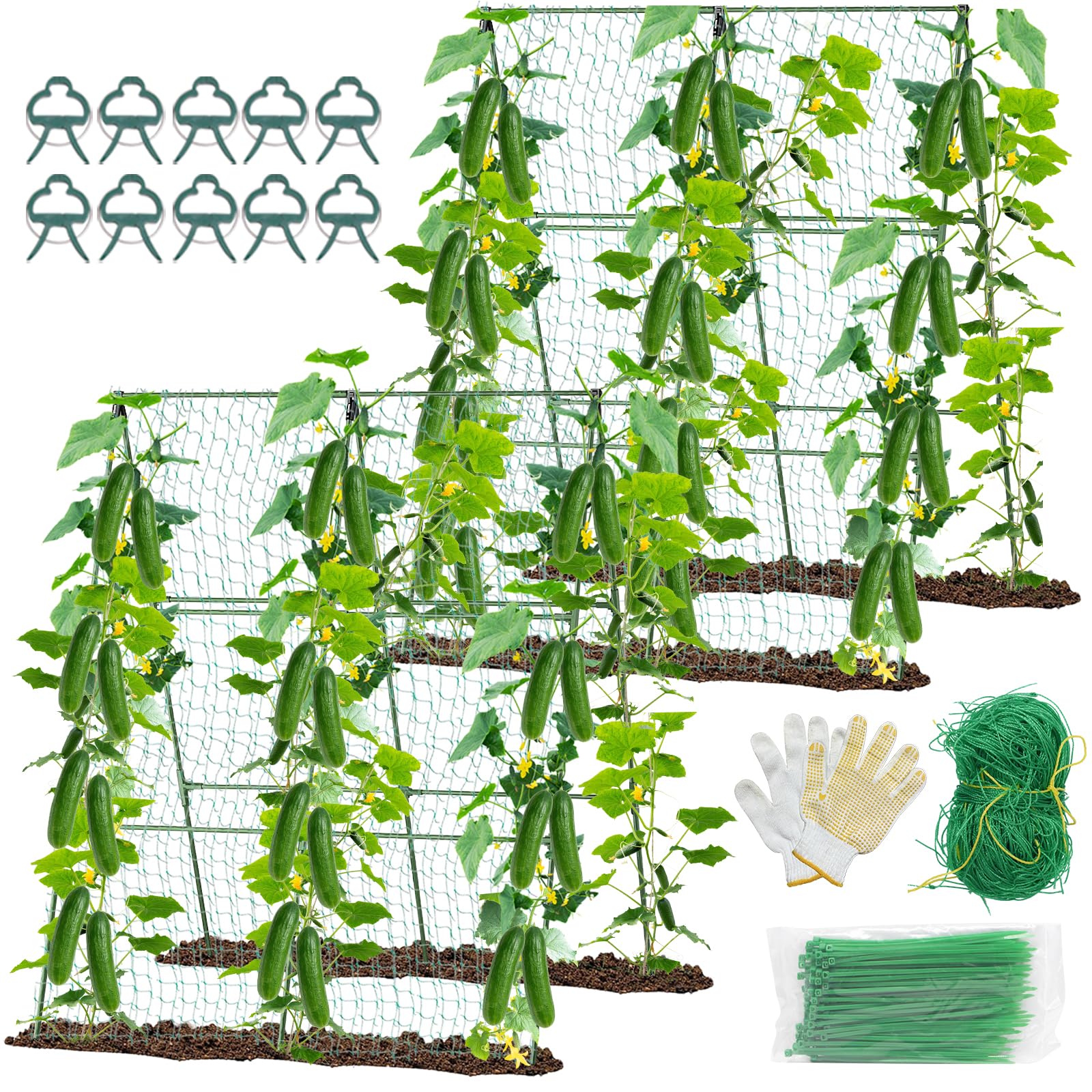 MQHUAYU cucumber trellis, 55in tall and 36in wide, supports climbing cucumbers.