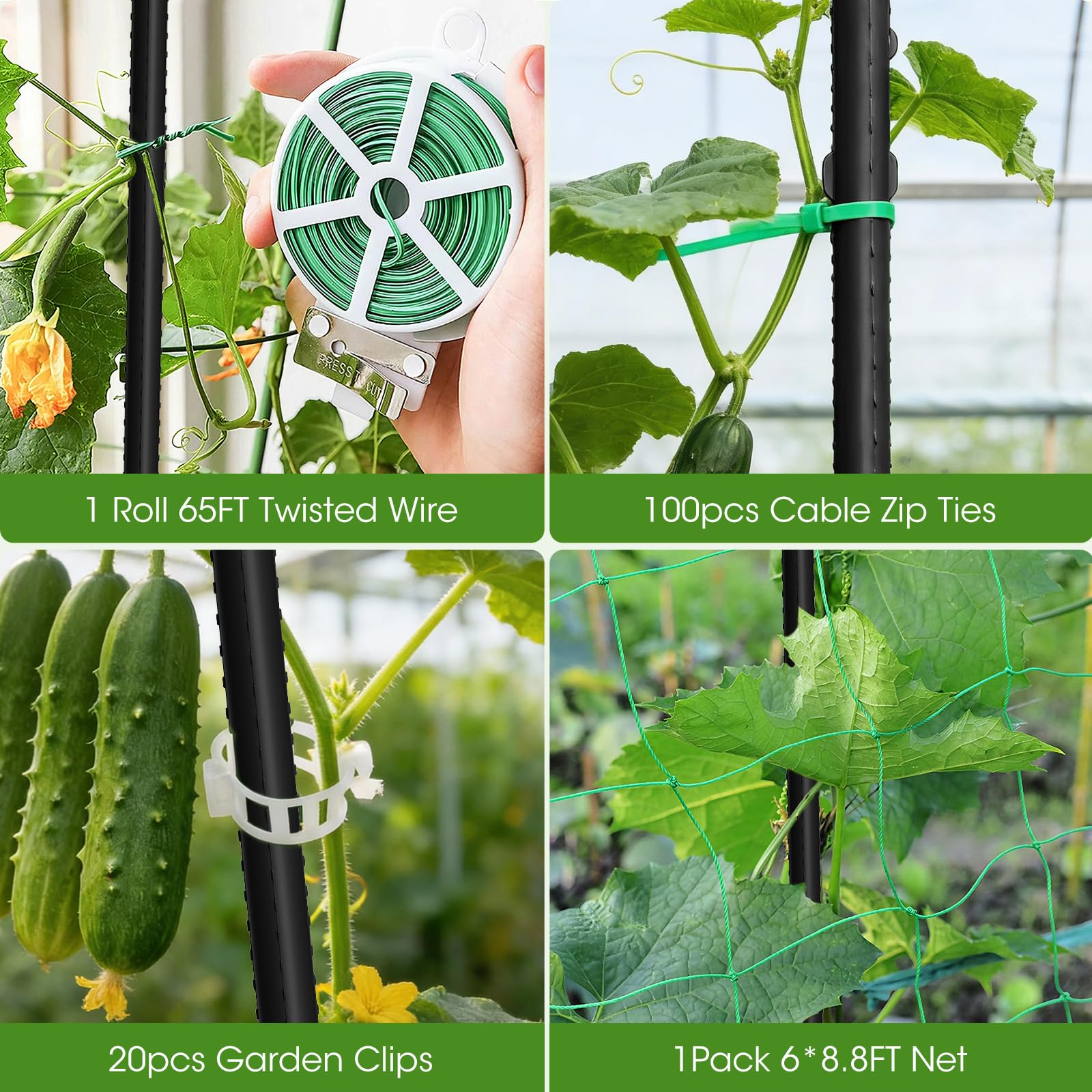 MQHUAYU all-in-one kit with netting and ties for flexible support.