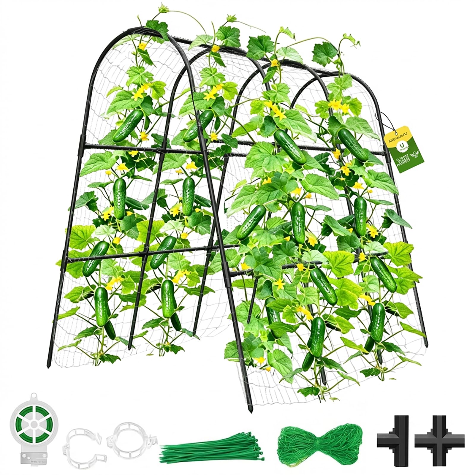 MQHUAYU Cucumber Trellis with U shape stability supports two-row planting