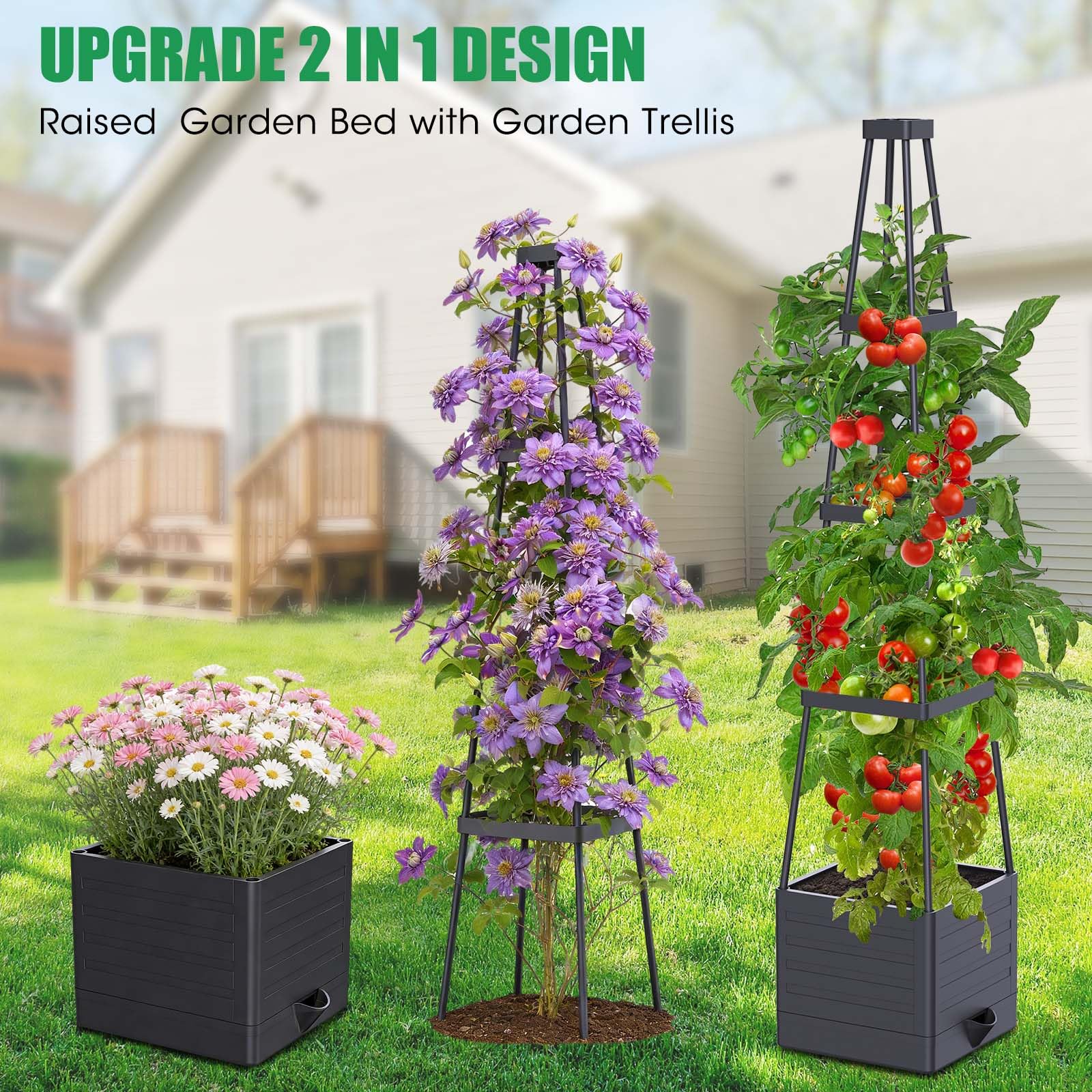 MQHUAYU elevated planter box increases soil volume for healthier roots.