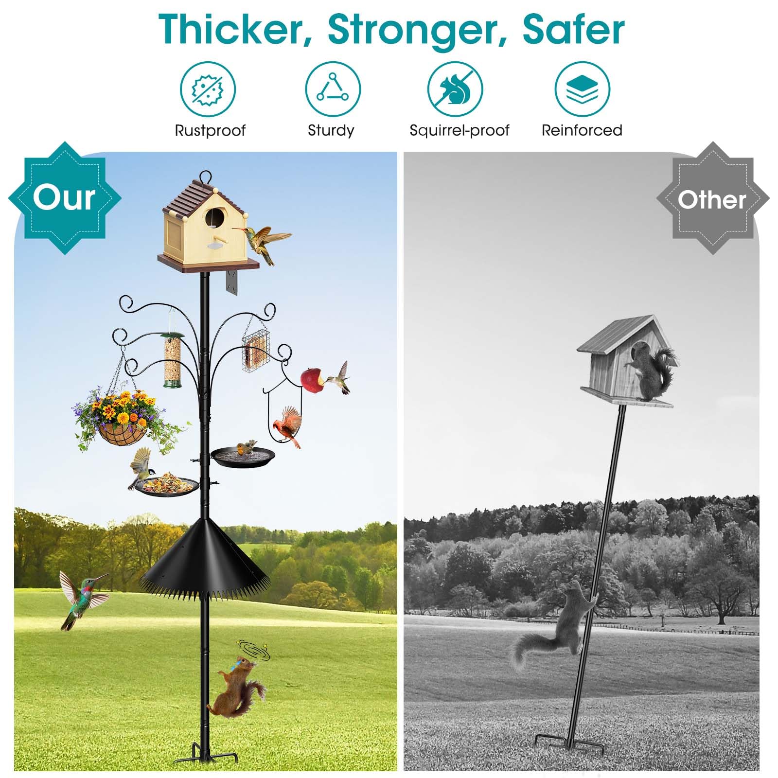 MQHUAYU mesh food tray and water bowl provide multi-bird meals.