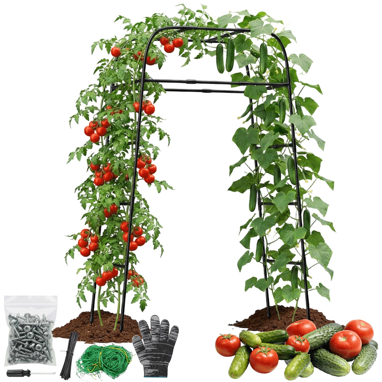 MQHUAYU garden arch trellis at 83-inch height supporting climbing plants