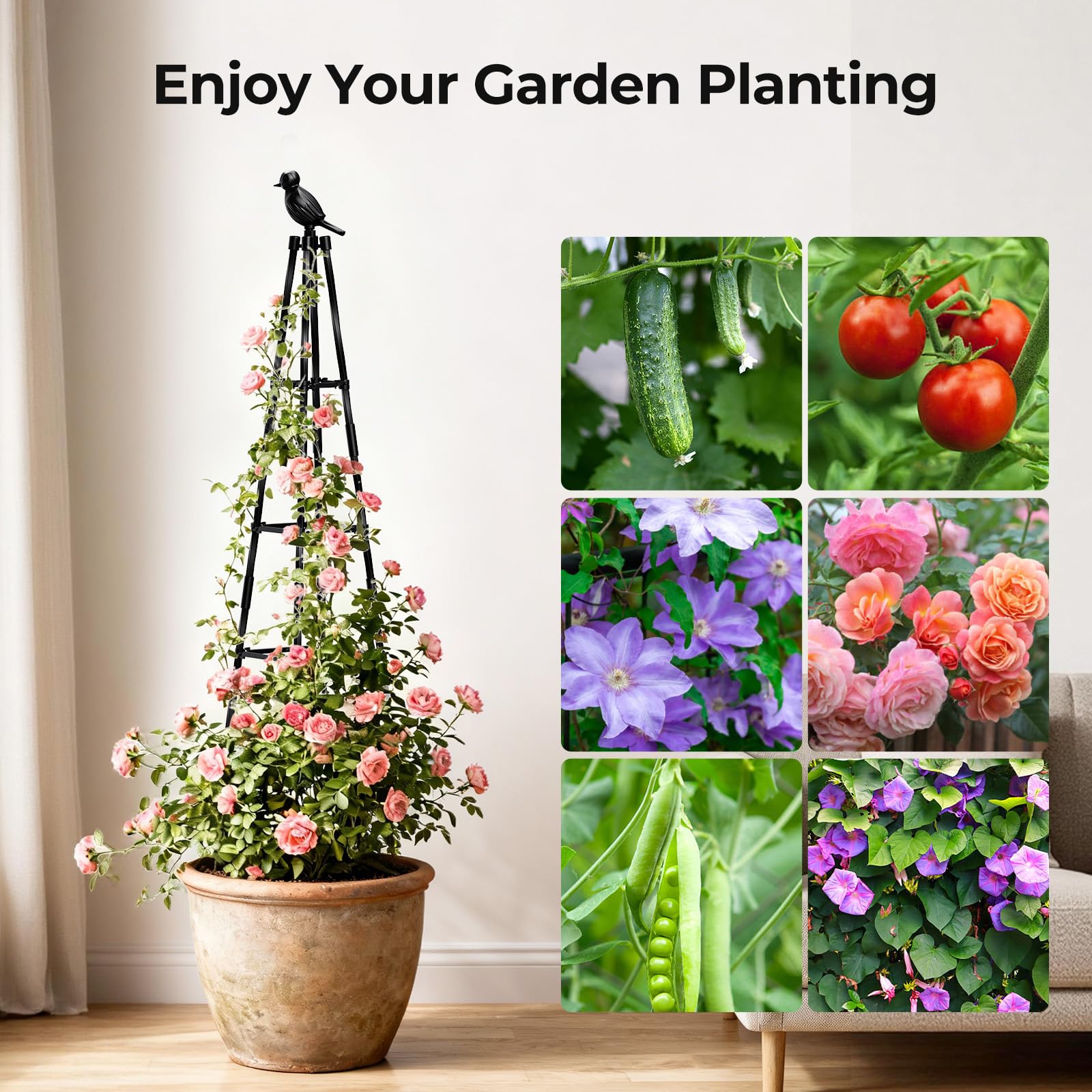 MQHUAYU garden trellis elevates landscape with a tidy, green vertical display.