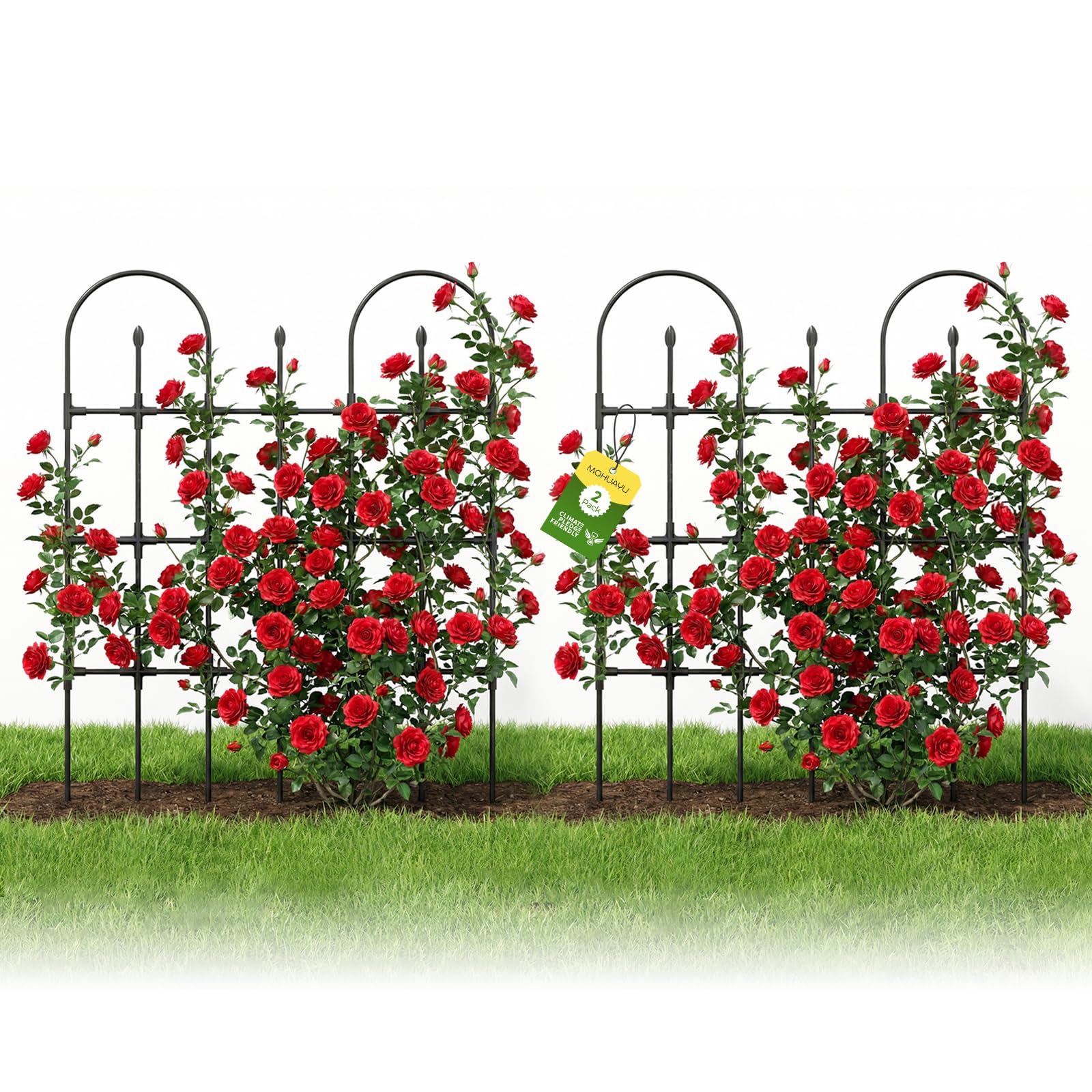 MQHUAYU garden trellis showing wide climbing space for vegetables.