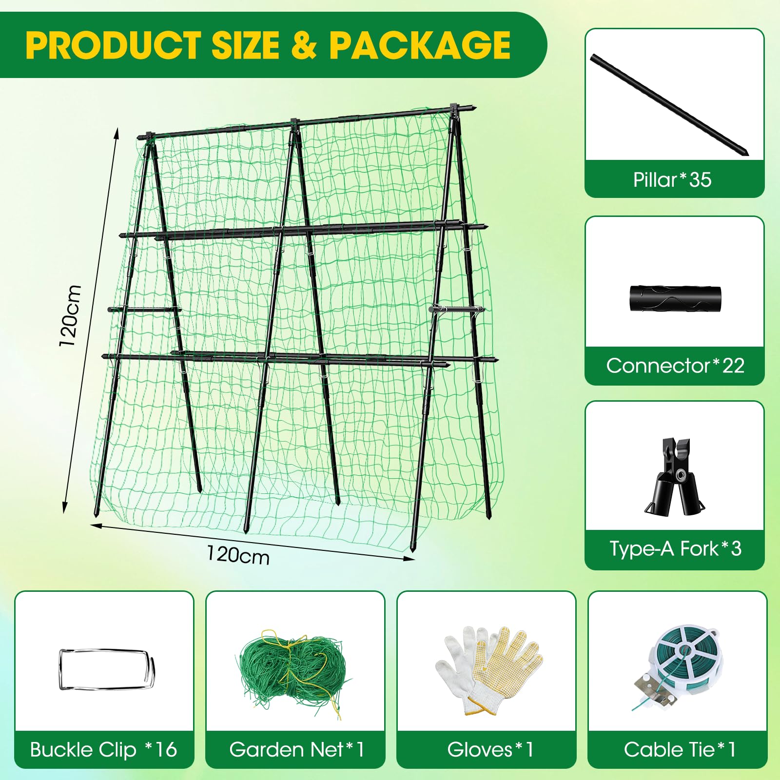 MQHUAYU garden trellis with climbing net promotes airflow for tomatoes and grapes