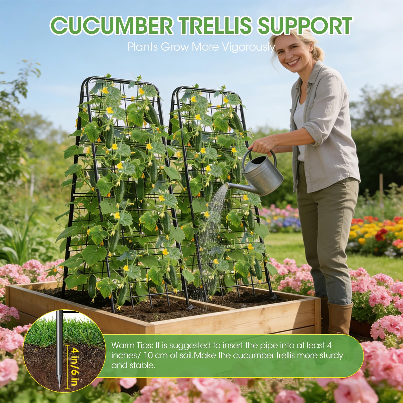 MQHUAYU trellis uses unbreakable hinge for durable wind resistance.