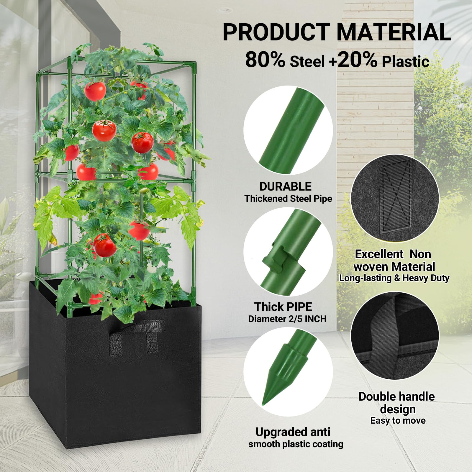 MQHUAYU heavy-duty square cages offer robust structure for tall plants.