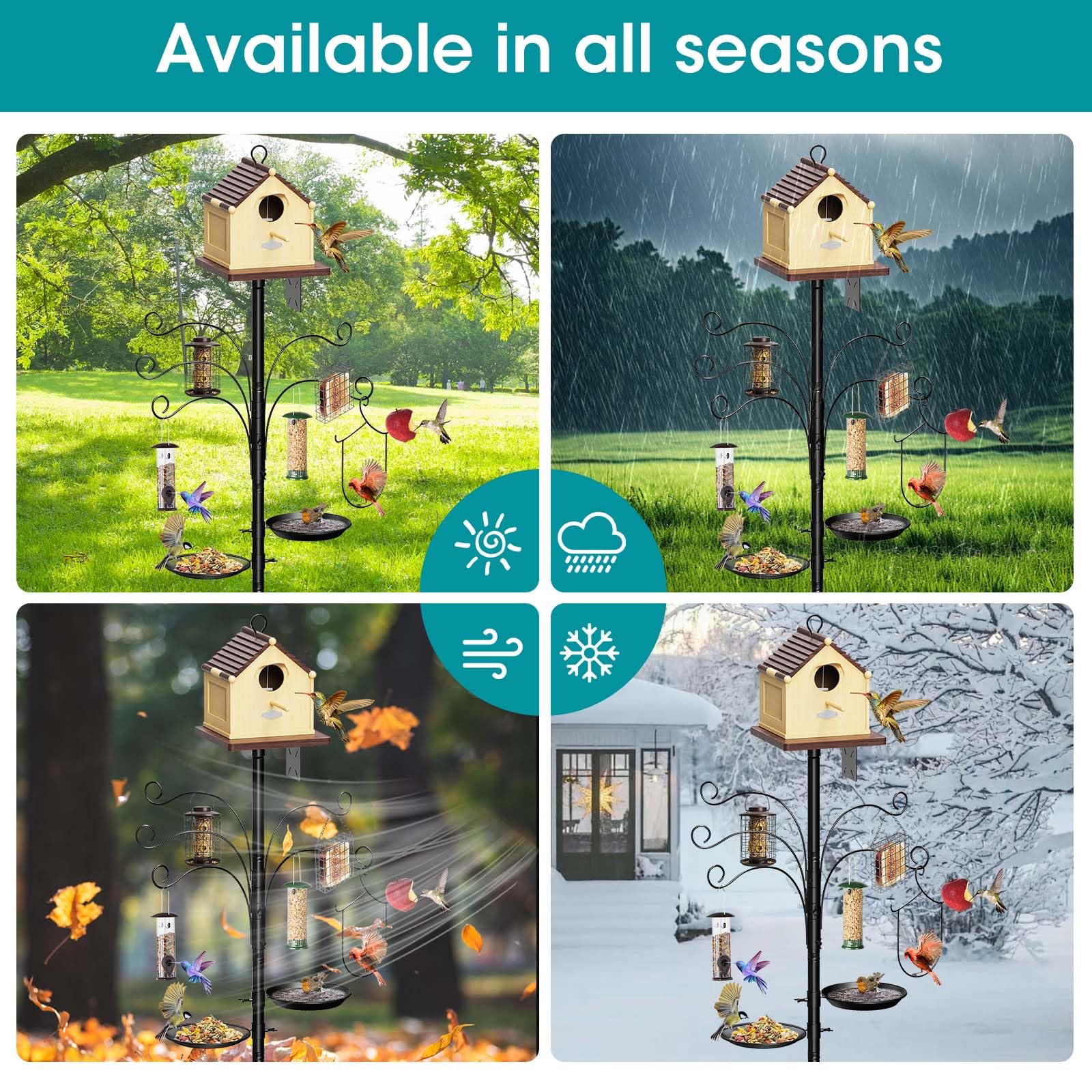 MQHUAYU heavy-duty iron stand resists wind and rain for year-round use.