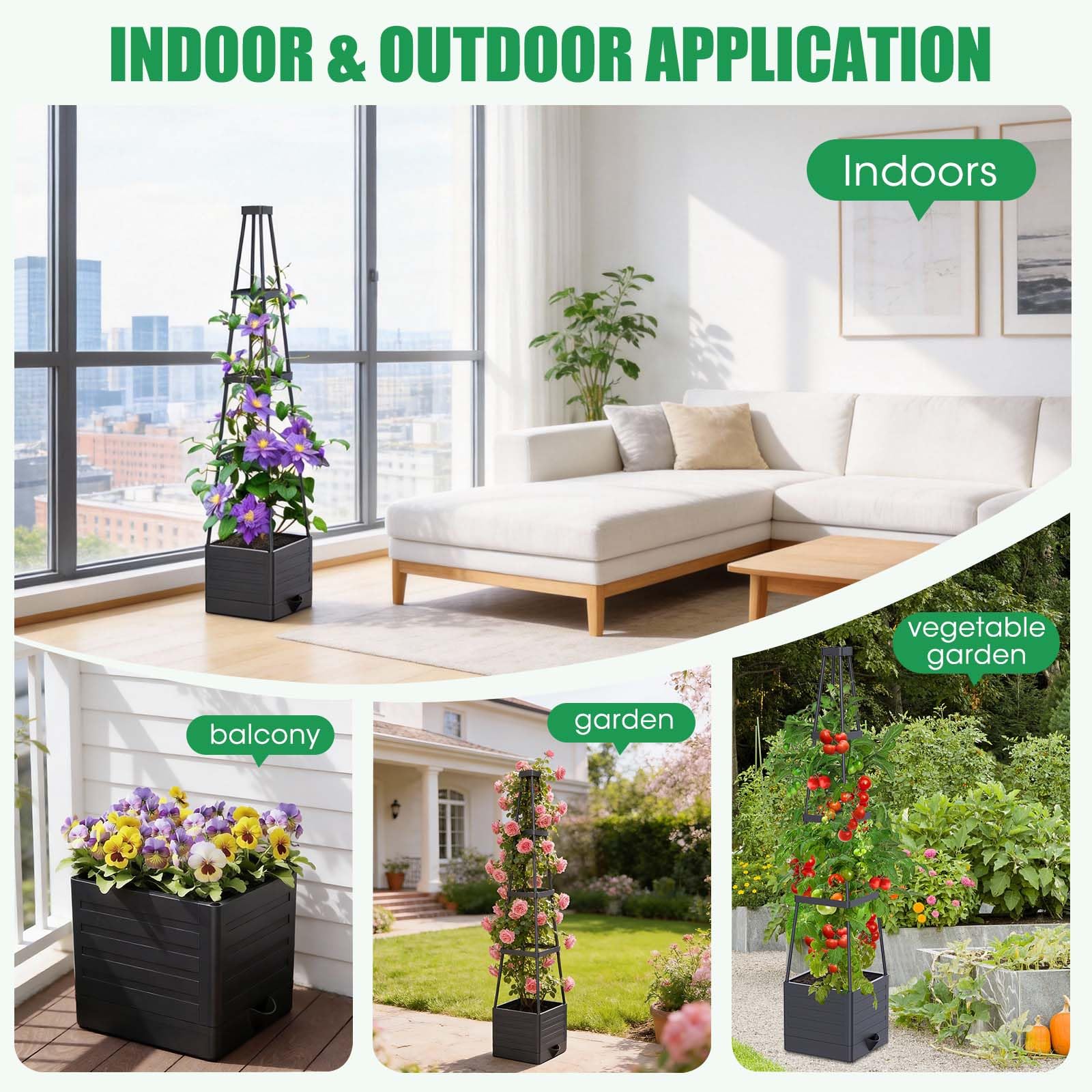 MQHUAYU indoor-outdoor planter with climbing frame for versatile use.