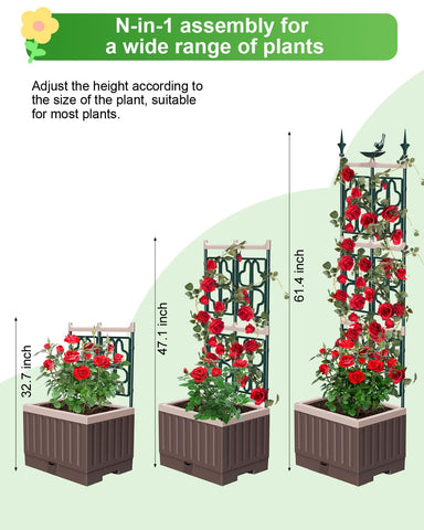 MQHUAYU movable trellis bed on casters for easy sun-shade adjustments.