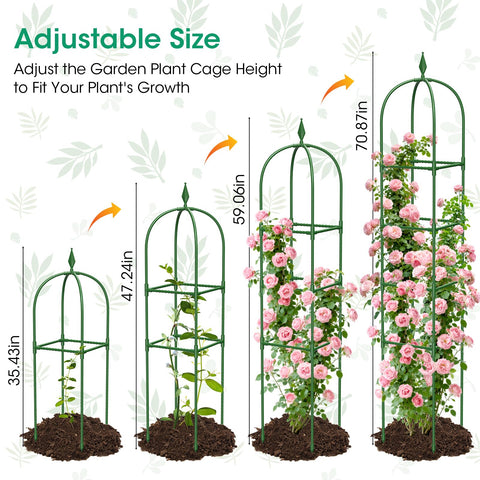 MQHUAYU 4-tier obelisk trellis enables vertical growth for climbing plants.