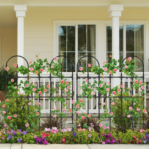 MQHUAYU rustproof arch trellis standing in sunlit garden.