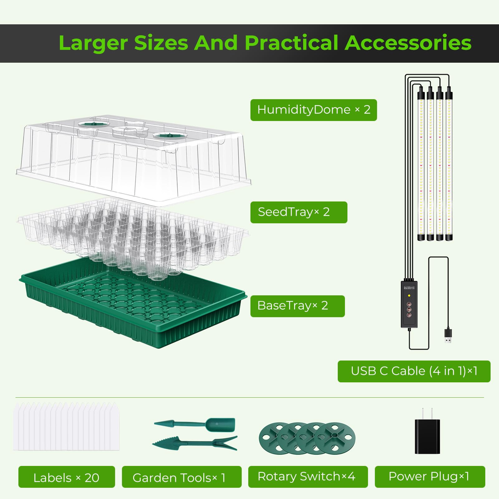 MQHUAYU seed starter kit suitable for flowers, vegetables, and herbs.
