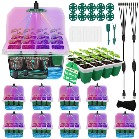 MQHUAYU self-watering seedling tray promotes steady moisture for seedlings.
