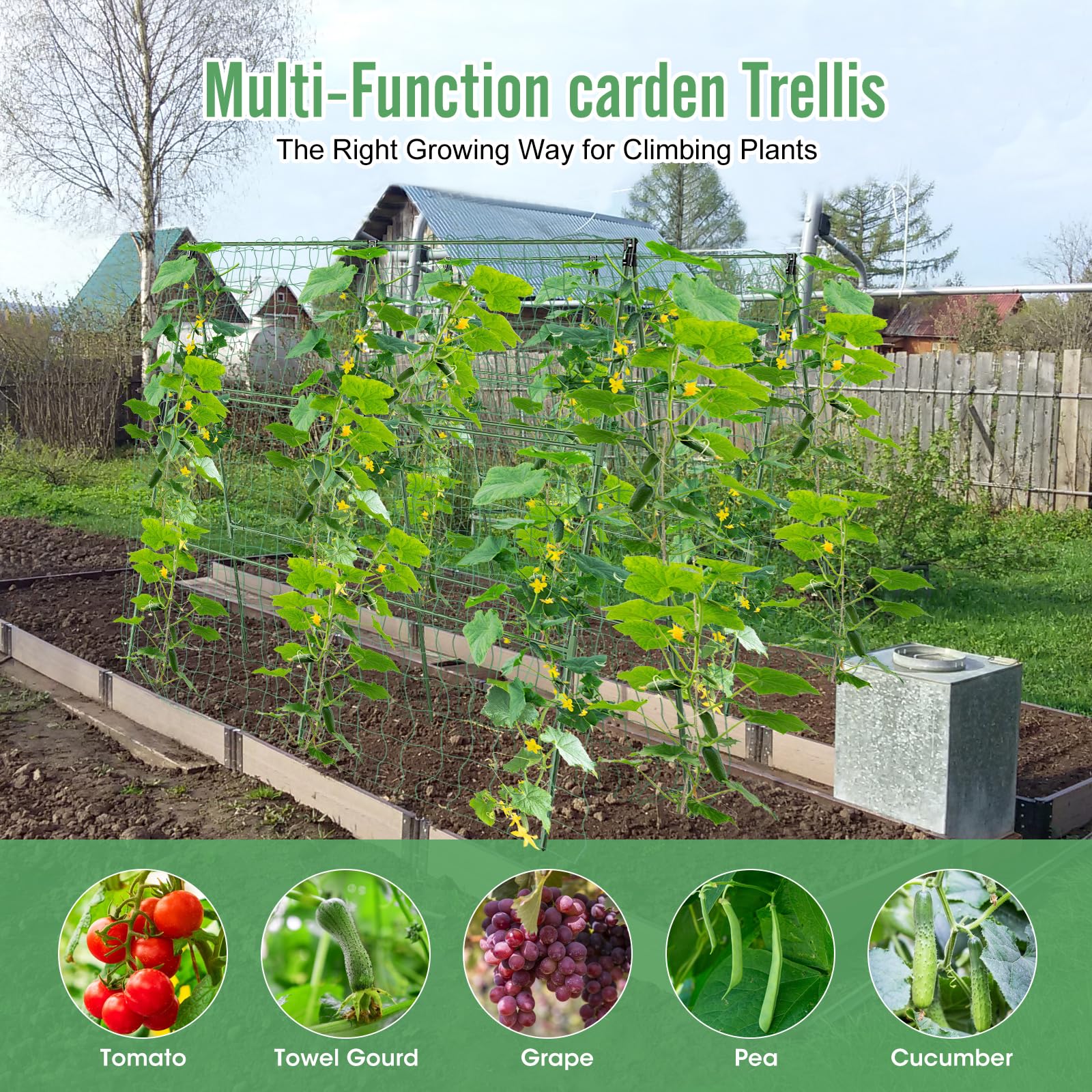 MQHUAYU garden trellis adapts to space, ideal for cucumbers and tomatoes.