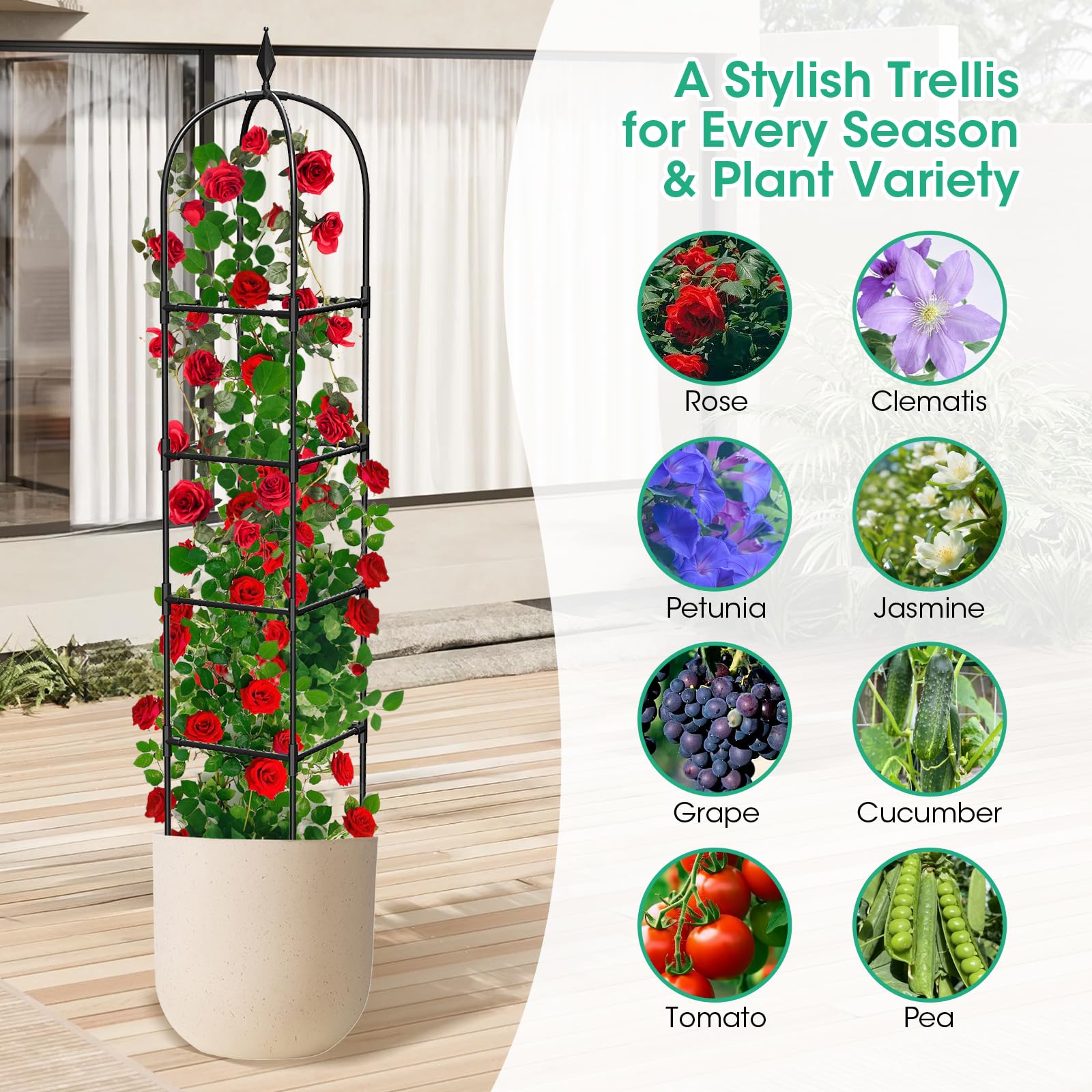 Removable 4-Way connectors allow height adjustments as plants grow.