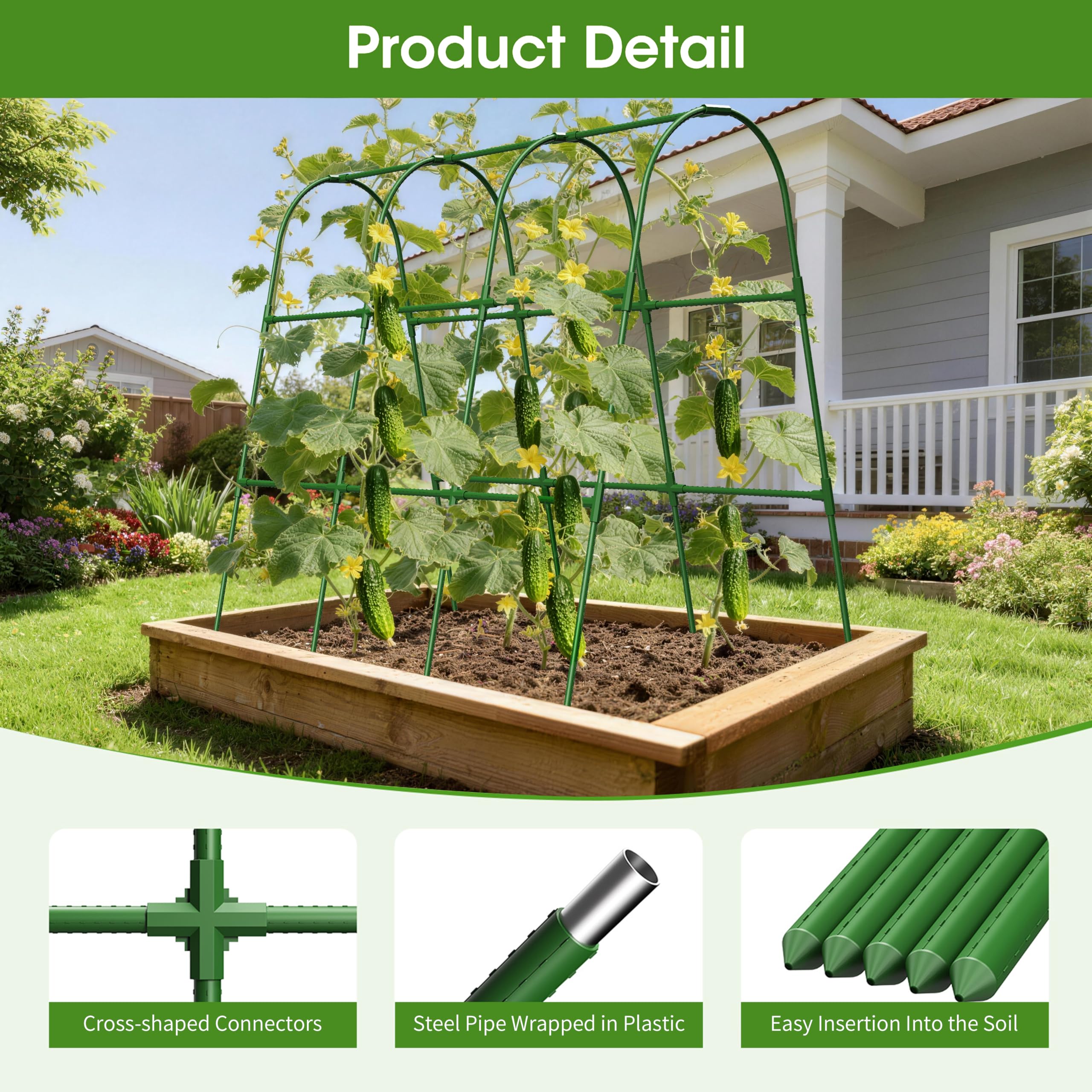 MQHUAYU stainless-core trellis with green coating resists rust and protects plants.